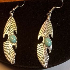 Ethnic Boho style geometric alloy plating turquoise drop pierced earrings